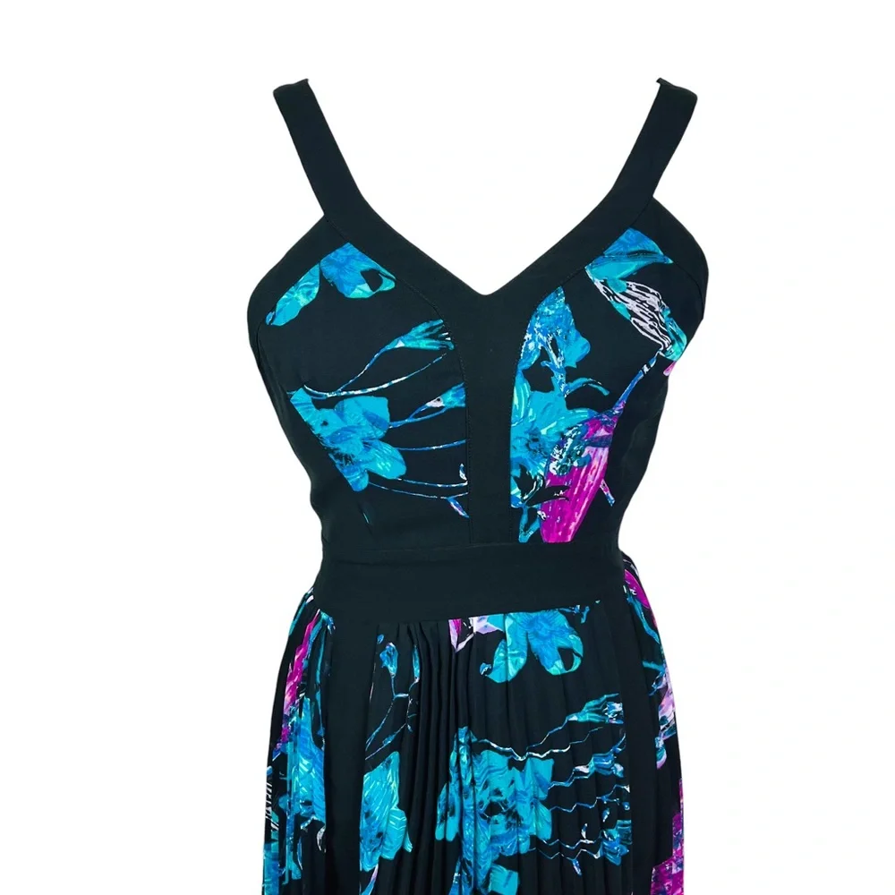 Bebe Black Floral Print High/Low Dress - Picture 3 of 10
